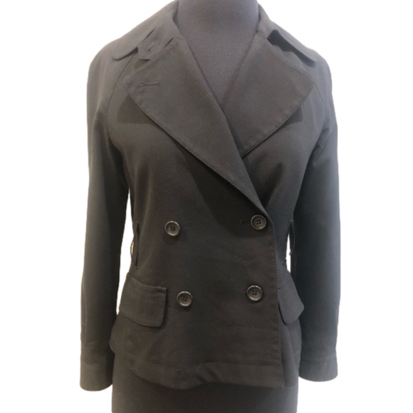 Theory Four Button Double Breasted Wool Black Blazer Jacket Size P Career - Picture 1 of 14